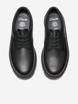 Clarks Boys Leather Lorcam Loop Shoes in Black (Wide Fit)