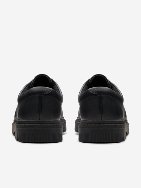 Clarks Boys Leather Lorcam Loop Shoes in Black (Wide Fit)