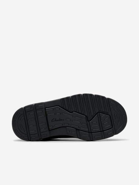 Clarks Boys Leather Lorcam Edge Shoes in Black (Wide Fit)