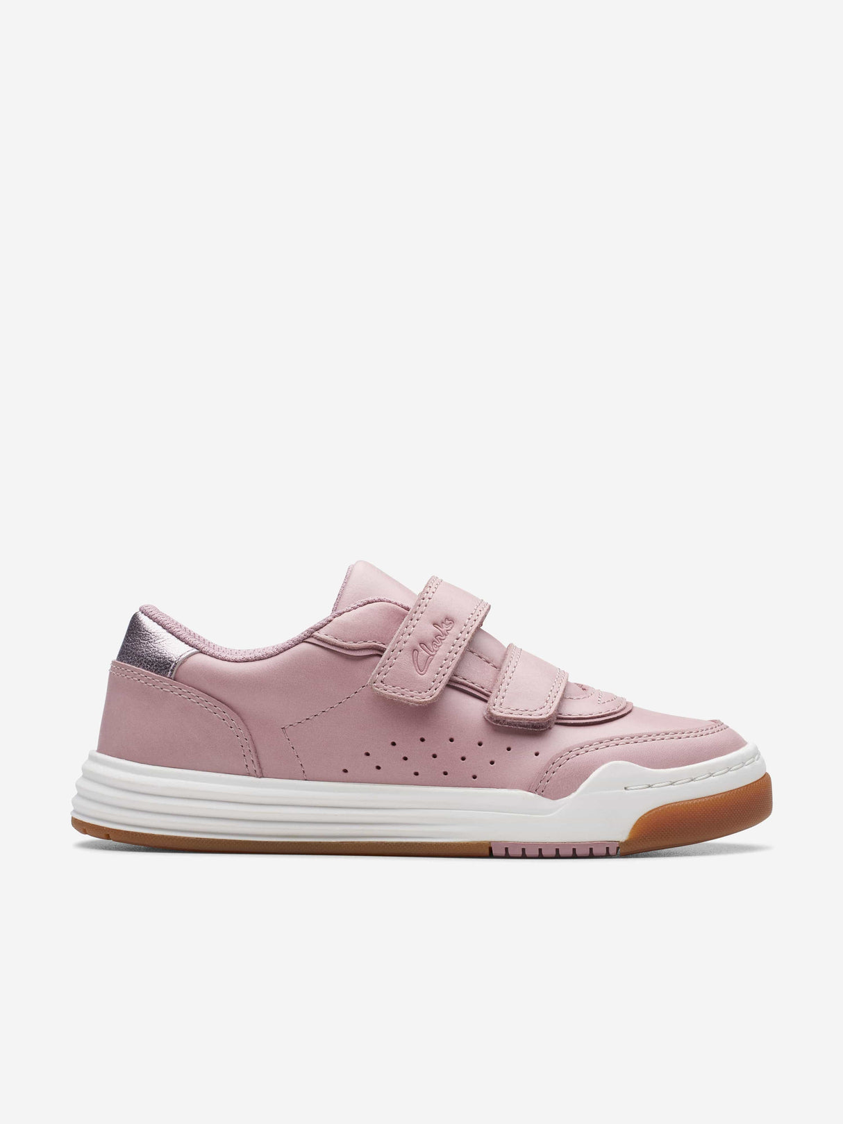 Clarks Girls Leather Urban Solo Trainers in Pink (Standard Fit)