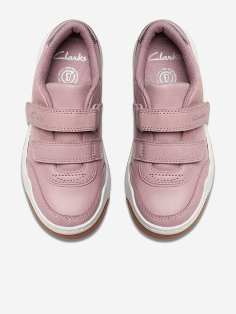 Clarks Girls Leather Urban Solo Trainers in Pink (Standard Fit)
