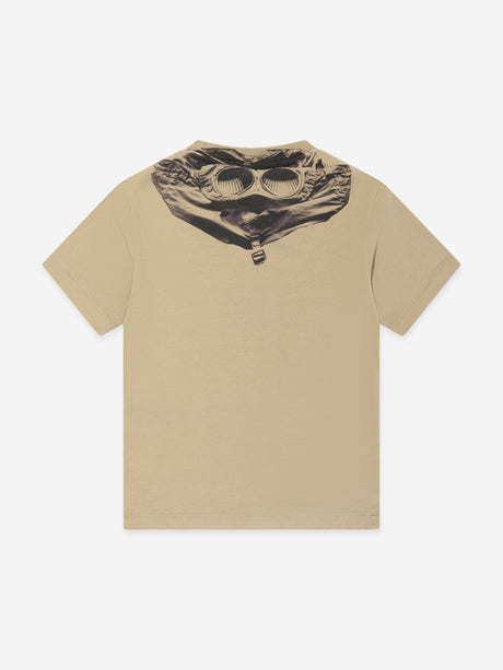 C.P. Company Boys Logo Back Goggle T-Shirt in Beige