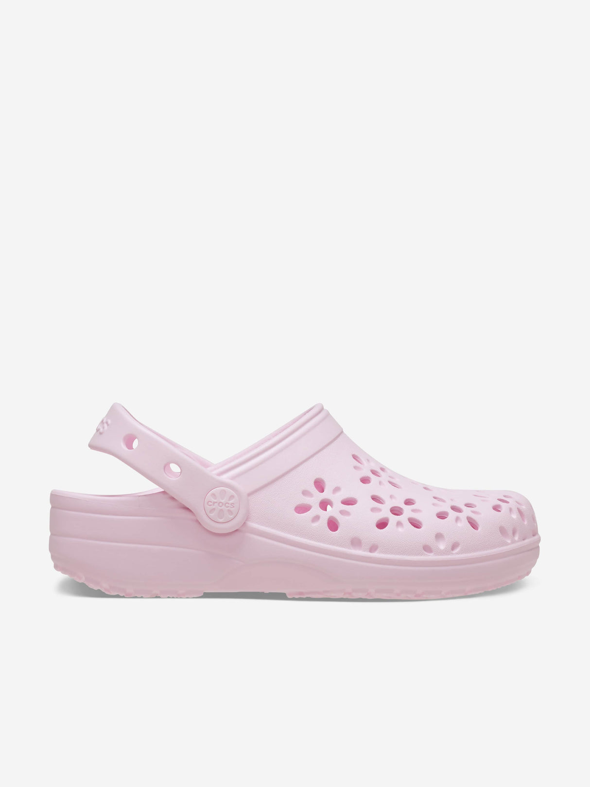 Crocs Girls Classic Floral Cut Out Clog in Pink