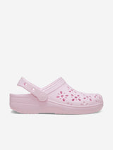 Crocs Girls Classic Floral Cut Out Clog in Pink