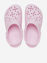 Crocs Girls Classic Floral Cut Out Clog in Pink