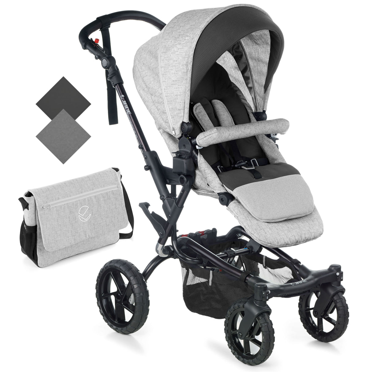 Jané Crosswalk-R All-Terrain Travel System with Sweet Carrycot & Koos iSize R1, Tech Mouse / Black Grey