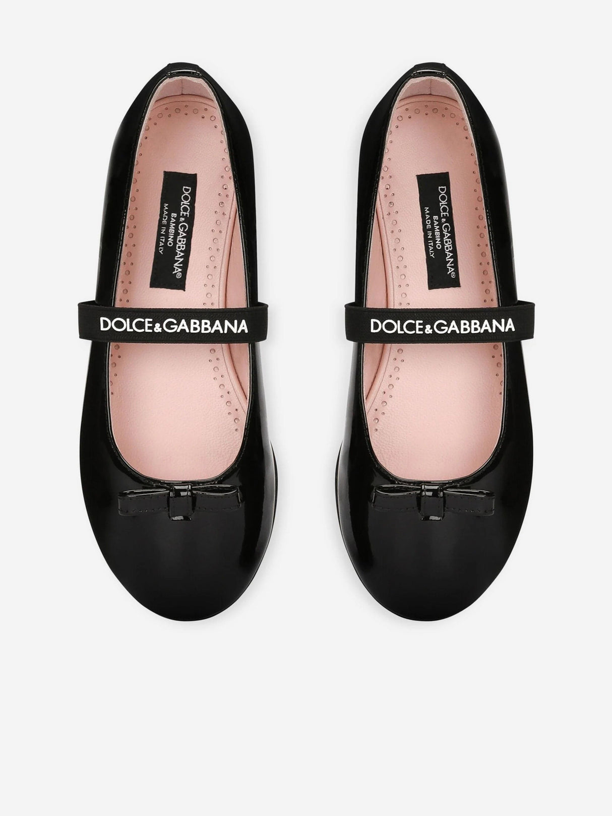 Dolce & Gabbana Girls Patent Leather Ballet Flats in Black