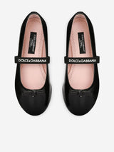 Dolce & Gabbana Girls Patent Leather Ballet Flats in Black