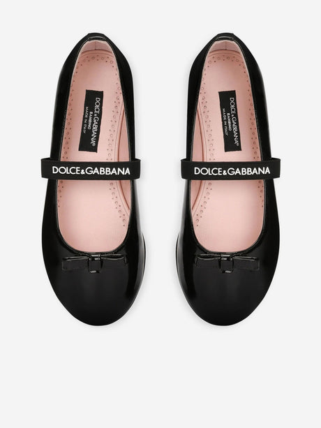 Dolce & Gabbana Girls Patent Leather Ballet Flats in Black