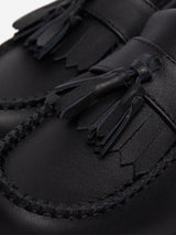 Dr Martens Boys Adrian Leather Tassel Loafers in Black