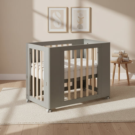 Cocoon Evoke 4 in 1 Nursery Furniture System – Bassinet, Cot, Toddler Bed & Sofa, Dove Grey / Natural Wash