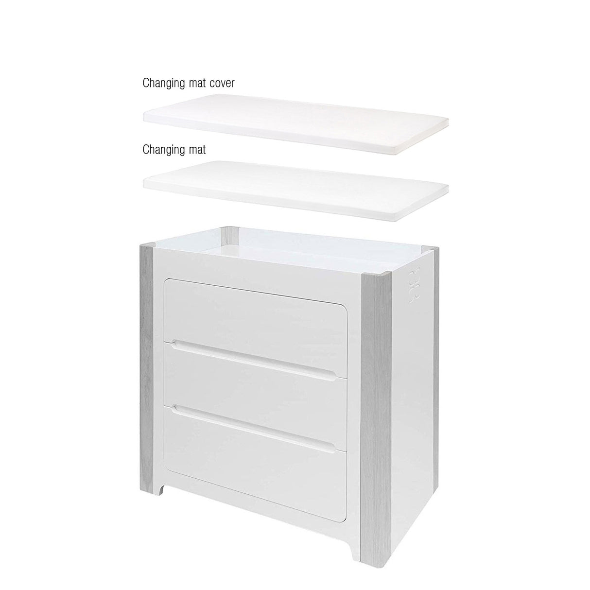 Cocoon Change Area Dresser, White / Grey