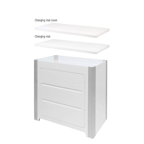 Cocoon Change Area Dresser, White / Grey