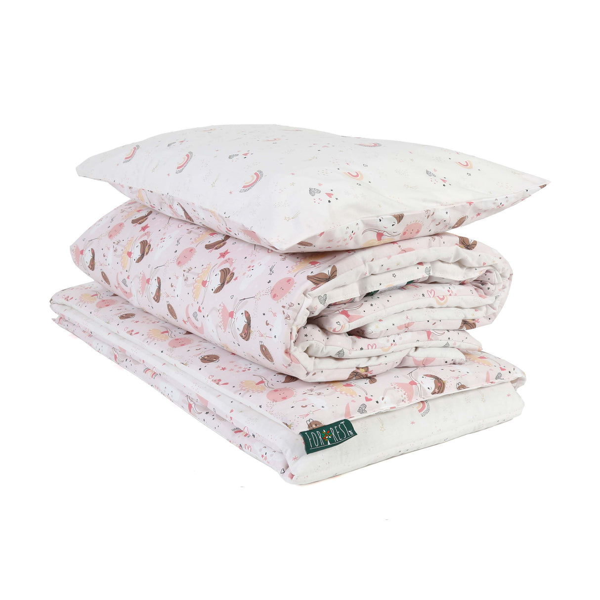 FORREST 3 Piece Reversible Cot Bed Set – Organic Cotton Baby Bedding - Fairy