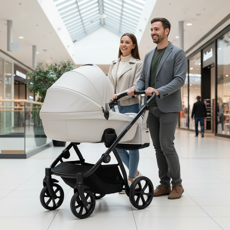 Noordi Fjordi V2 Leather - 2in1 Pushchair with ThermoCot™ Carrycot- Cloud