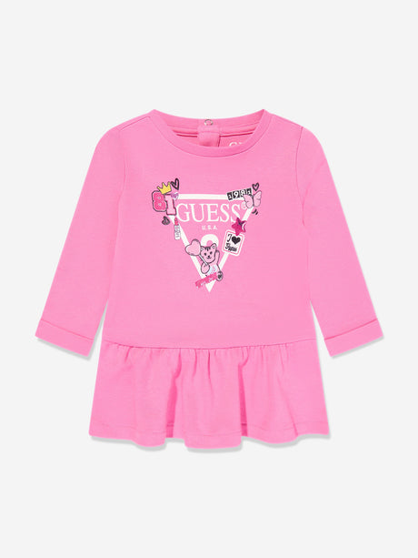 Guess Baby Girls Heart Dress with Knickers in Pink