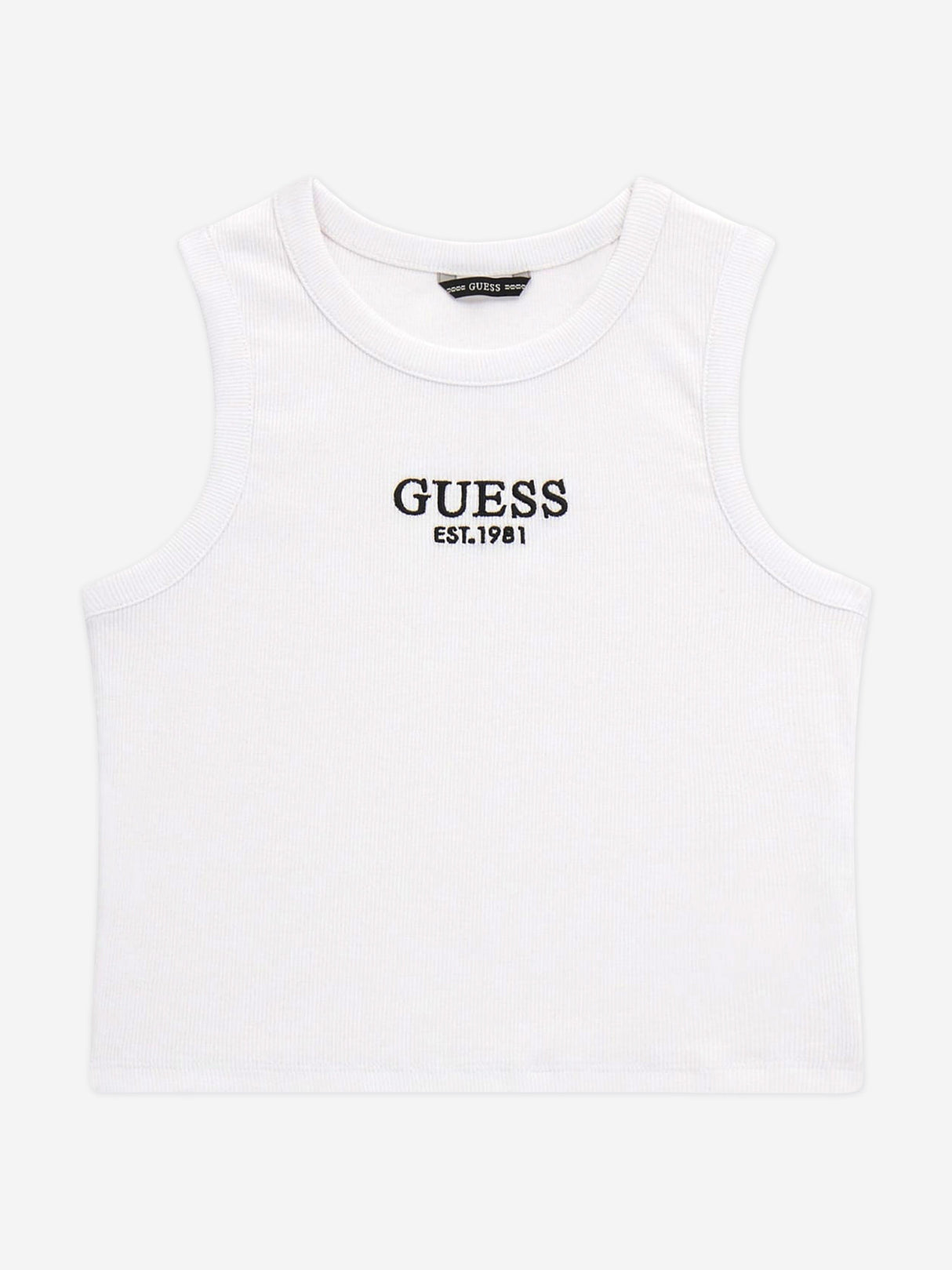 Guess Girls Rib Midi Sleeveless Top in White