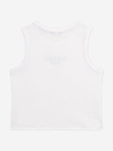 Guess Girls Rib Midi Sleeveless Top in White