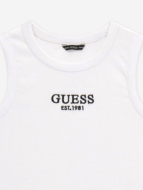 Guess Girls Rib Midi Sleeveless Top in White
