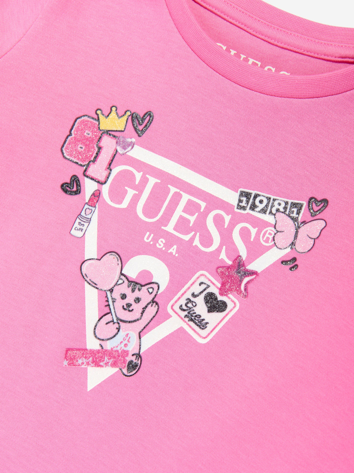 Guess Girls Logo Jersey Dress in Pink