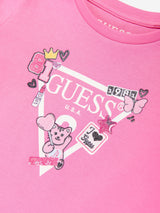 Guess Girls Logo Jersey Dress in Pink