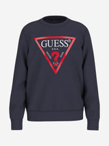 Guess Boys Logo Print Sweatshirt in Navy