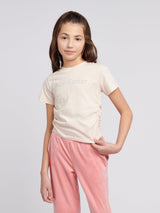 Juicy Couture Girls Diamante Logo T-Shirt in Beige