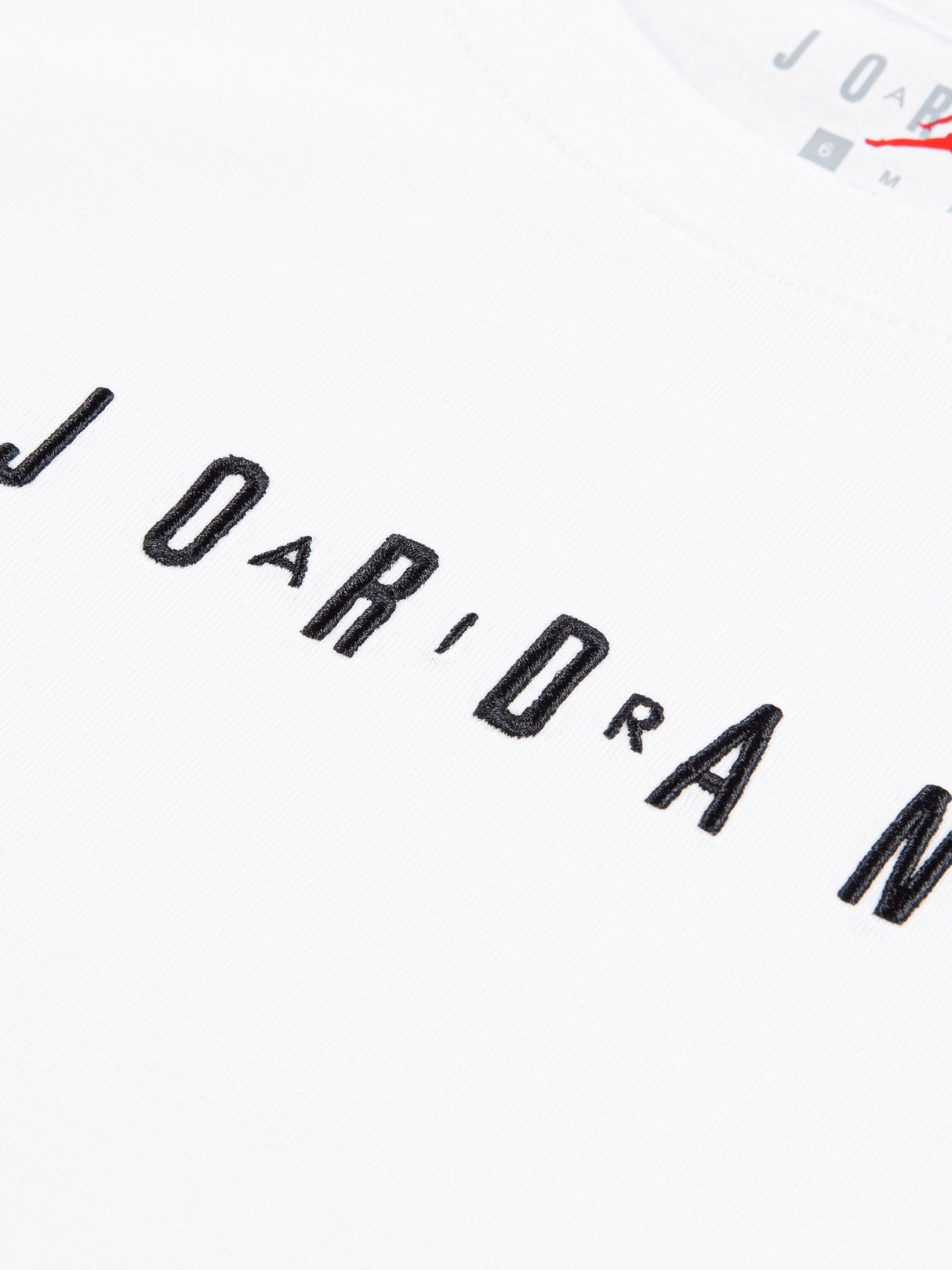 Jordan Boys MJ Wordmark Embroidered T-Shirt in White