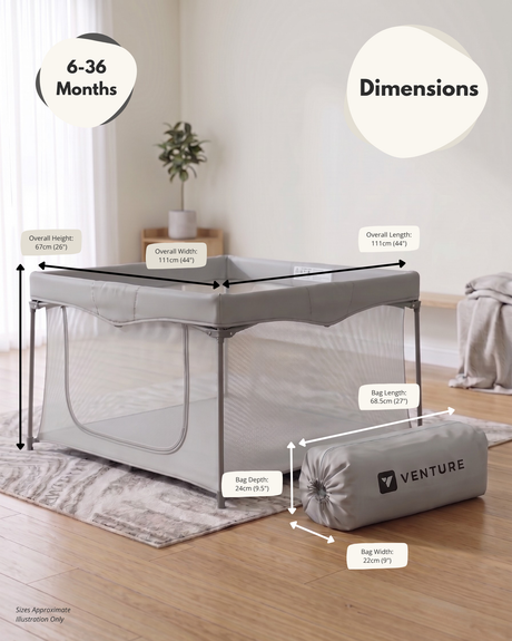 All Stars JOY Square Baby Playpen - Grey
