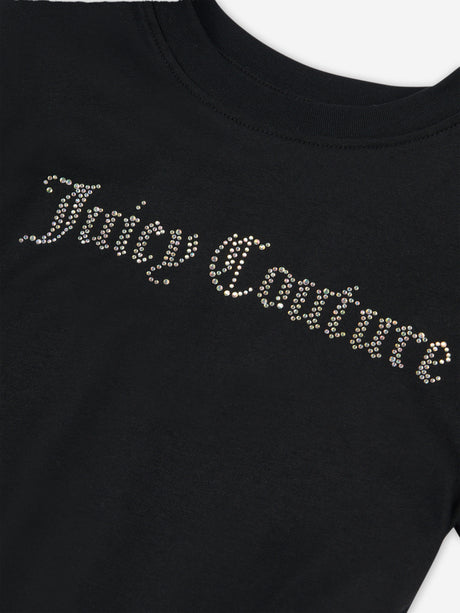 Juicy Couture Girls Diamante Logo T-Shirt in Black