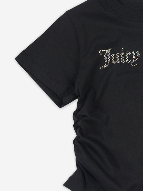 Juicy Couture Girls Diamante Logo T-Shirt in Black