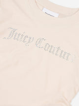 Juicy Couture Girls Diamante Logo T-Shirt in Beige
