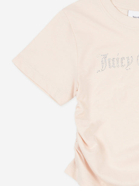 Juicy Couture Girls Diamante Logo T-Shirt in Beige