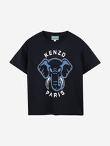 KENZO Boys Elephant Print T-Shirt in Navy