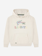 Lacoste Boys Graphic Core Hoodie in Ivory