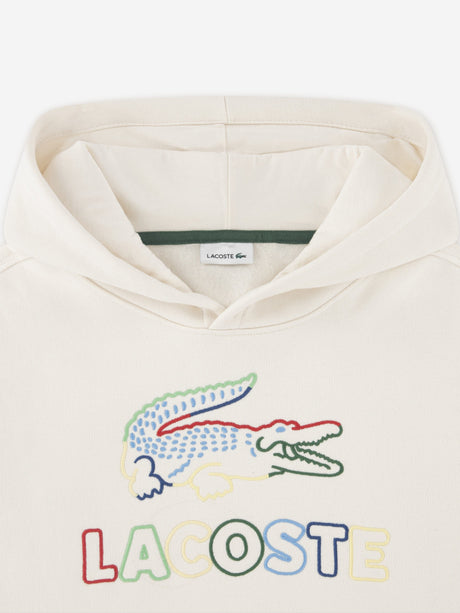 Lacoste Boys Graphic Core Hoodie in Ivory