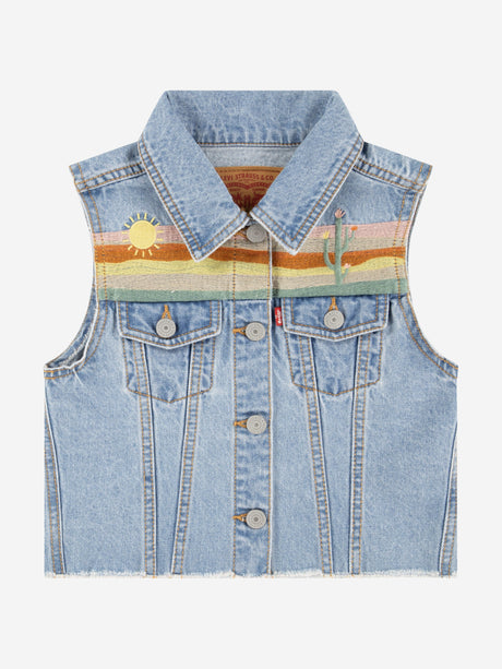 Levi's Girls Embroidered Gilet in Blue