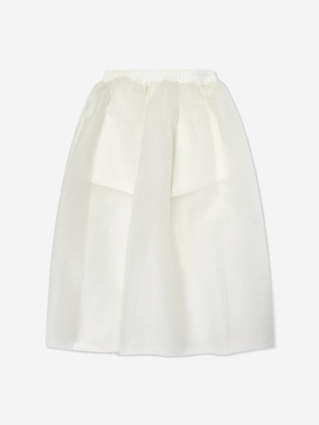 Mama Luma Girls Long Tulle Skirt in White