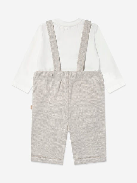 Mininio Baby Dungaree and T-Shirt Set in Beige