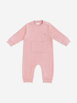 Mininio Baby Girls Cotton Fleece Romper in Pink