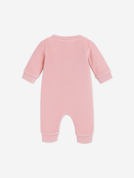 Mininio Baby Girls Cotton Fleece Romper in Pink