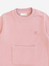 Mininio Baby Girls Cotton Fleece Romper in Pink