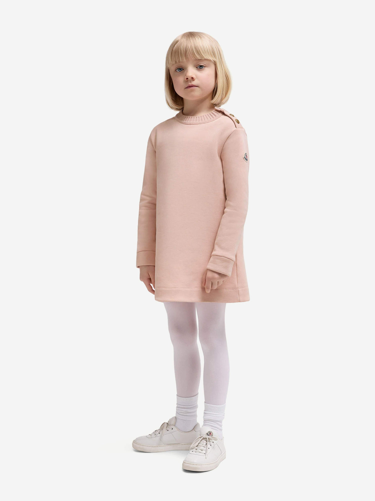 Moncler Enfant Girls Branded Sweater Dress in Pink