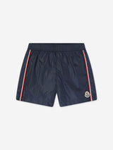Moncler Enfant Boys Logo Swim Shorts in Navy