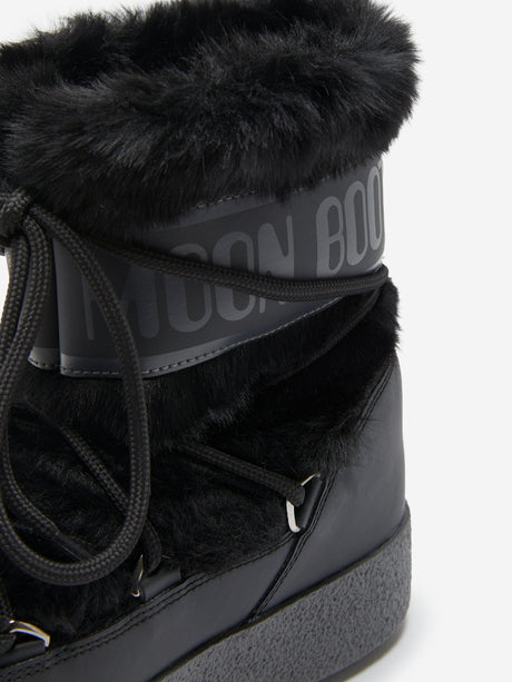 Moon Boot Girls Ltrack Faux Fur Boots in Black