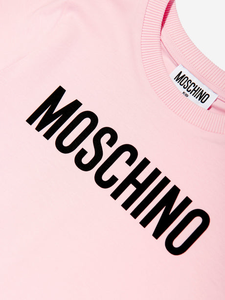 Moschino Girls Logo Print T-Shirt in Pink