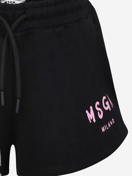 MSGM Girls Logo Shorts in Black