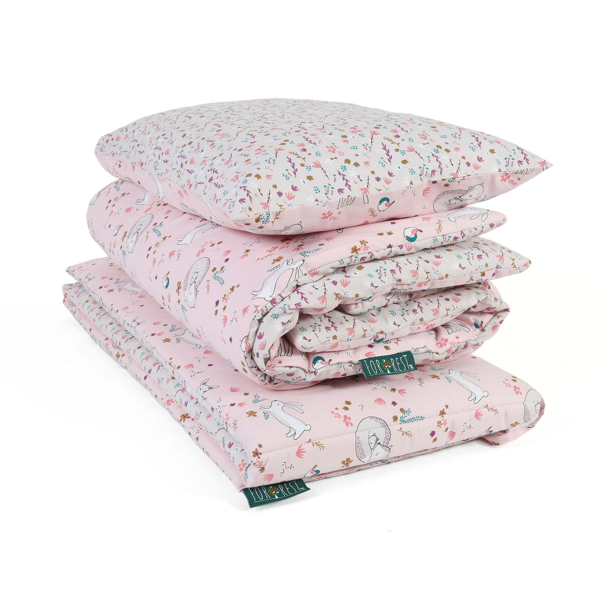 FORREST 3 Piece Reversible Cot Bed Set – Organic Cotton Baby Bedding - Meadowland