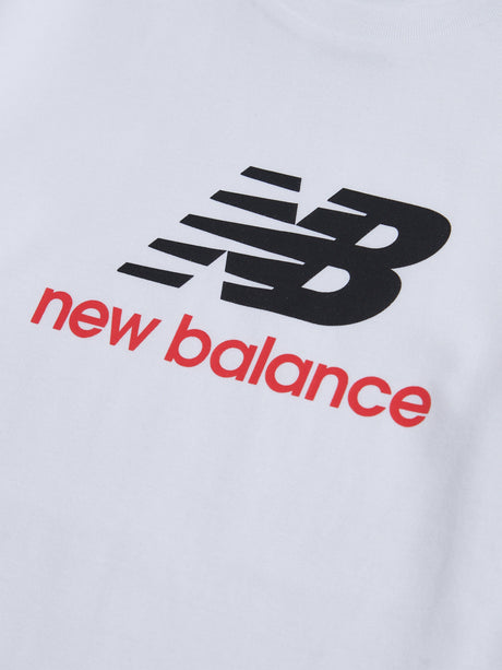 New Balance Boys Jersey Stacked Logo T-Shirt in White