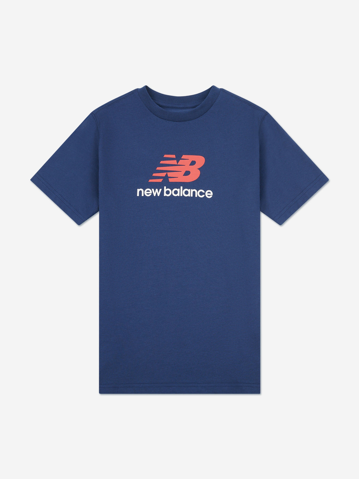 New Balance Boys Jersey Stacked Logo T-Shirt in Navy
